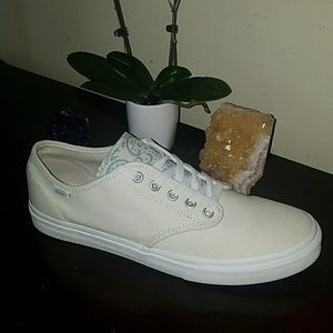 White & Sky Blue Paisley Vans